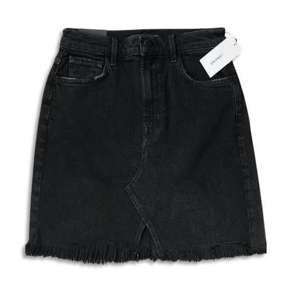 New J Brand Women's Black Jules High Rise Frayed Hem Mini Skirt - Picture 6 of 9